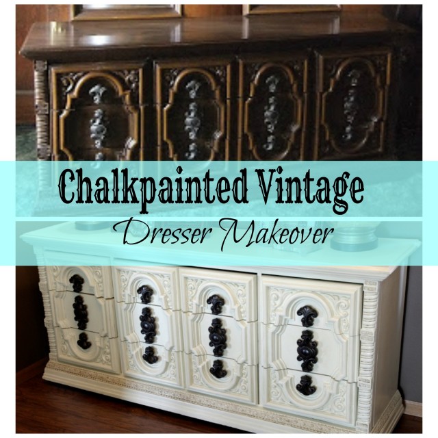 Ivory Chalkpainted Vintage Dresser Makeover