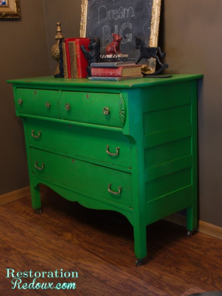 Green Antique Dresser Sideview