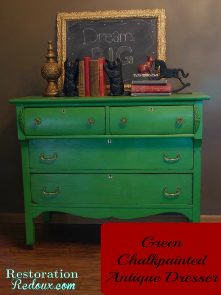 Chalkpainted-Green-Antique- Dresser