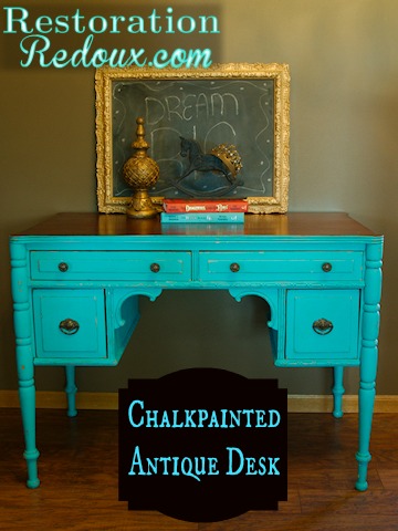 Chalkpainted Turquoise Desk