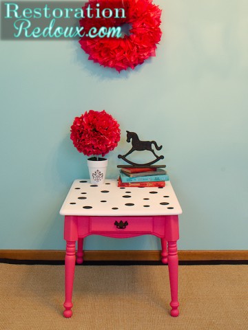 Pink Polka-Dot Chalkpainted Table