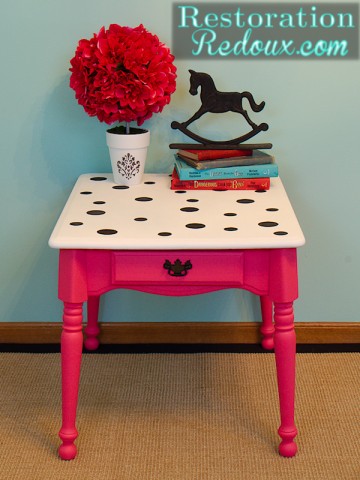 Pink Polka-Dot Chalkpainted Table