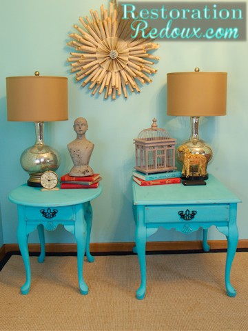 Turquoise Nightstand after