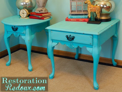 Turquoise Nightstand after side