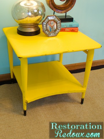 Yellow End Table Close up