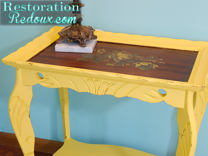 Antique Yellow Table close up top