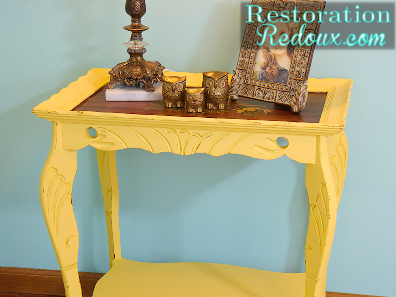 Antique Yellow Table close up
