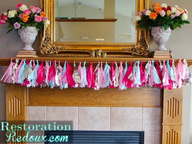 Tissue paper bunting mantle
