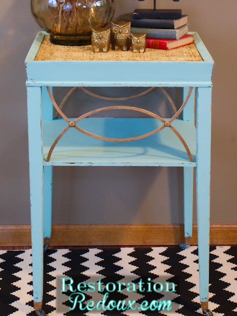 $5 Side Table Make-Over!  A simple way to refinish and paint a side table to make it spectacular!  #furniture #furnituremakeover #refinishing #diy #table  