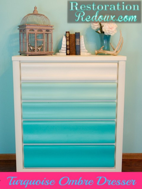 Turquoise Ombre Chalkpainted Dresser