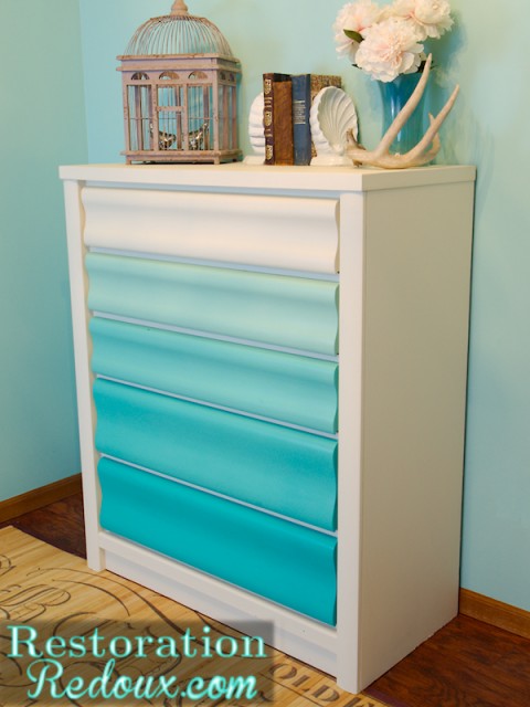 Turquoise Ombre Painted Dresser