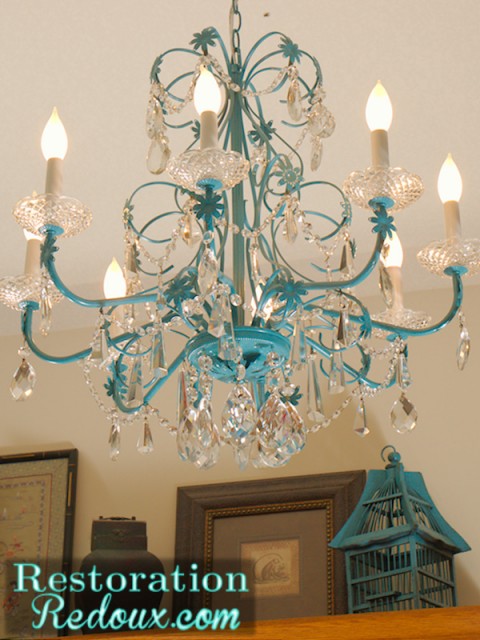 Turquoise Painted Chandelier