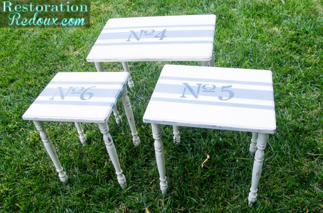 Numbered Grain Sack Striped Tables