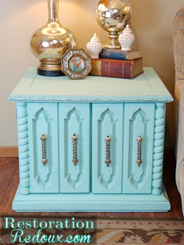 Aqua Chalkpainted Vintage Cabinet