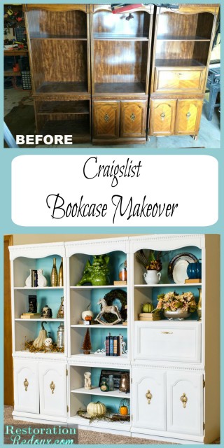 Craigslist Bookcase Makeover Restoration Redoux