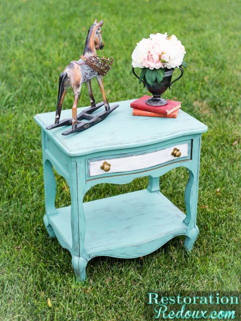 Turquoise Dry Brushed Nightstand