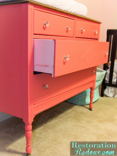 Broke Down Dresser Turned Pretty Pink Changing Table
