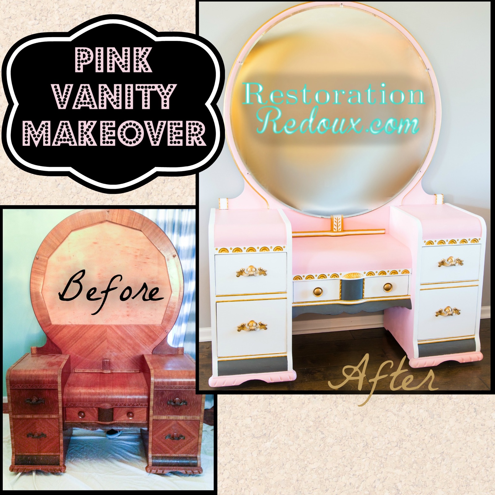 Pink Glamour Vanity Makeover
